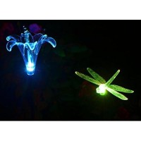 Solaration Kb1041 Solar Stake Flower, Hummingbird, Butterfly And Dragonfly Garden Stake Lights, Four Pieces Set