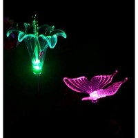 Solaration Kb1041 Solar Stake Flower, Hummingbird, Butterfly And Dragonfly Garden Stake Lights, Four Pieces Set