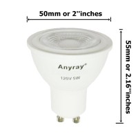 Anyray 5-Watt (50-Watt) Mr16 Led Indoor Spot Gu10 Base, 120-Volt Light Bulb, Dimmable Twist And Lock Base