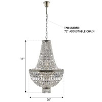 Worldwide Lighting W83088B20 Metropolitan 8 Light Medium Chandelier, Antique Bronze Finish And Clear Crystal, 20