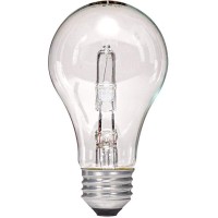 Satco S2402 43 Watt (60 Watt) 750 Lumens A19 Halogen Warm White 3000K Clear Light Bulb, 2-Pack