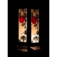 Thai Vintage Handmade Asian Oriental Handcraft Japanese Sunset Bamboo Tree Art Bedside Table Light Or Floor Wood Lamp Home Bedroom Decor Modern Jp Sunset Bamboo 5Ce