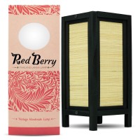 Red Berry Bedside Japanese Lamp - Vintage Handmade Asian Lamp Decorative Table Lamp Square Lamp - Bamboo Lamp Table Light For Bedroom Nightstand Classic Bamboo Table Lamp Bamboo Art