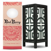 Red Berry Bedside Japanese Lamp - Vintage Asian Inspired Decorative Table Lamp Shade - Retro Classic China Black White Lamp For Bedroom Nightstand, Desk, Living Room, China Black White