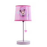 Idea Nuova Disney Minnie Mouse Stick Table Kids Lamp With Pull Chain, Themed Printed Decorative Shade, Pink