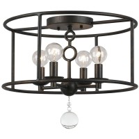 Cameron 4 Light Bronze Semi-Flush - Ceiling Light For Living Room, Hallway Light, Foyer, Dining Fixture - Great Overhead Style Modern Chandelier Or Kitchen Farmhouse Light Fixtures - Indoor Mount