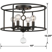 Cameron 4 Light Bronze Semi-Flush - Ceiling Light For Living Room, Hallway Light, Foyer, Dining Fixture - Great Overhead Style Modern Chandelier Or Kitchen Farmhouse Light Fixtures - Indoor Mount