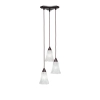 Europa 3 Light Cluster Pendalier Shown In Dark Granite Finish With 5.5 Italian Ice Glass