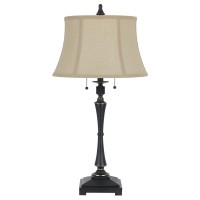 DescriptionIt is a madison table lamp with burlap shade and pull chain Switch It is of oil rubbed bronze finishIt has a height of 31 inches