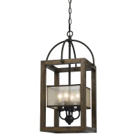 4 Lg Mission Woodmetal Chandelier