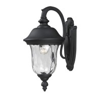 Z-Lite 534S-Bk Armstrong Outdoor Wall Light, Aluminum Frame, Black Finish And Clear Water Glass Shade Of Glass Material