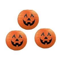 Beistle 3-Pack Jack-O-Lantern Paper Lanterns, 9-1/2-Inch,