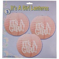 Beistle 3-Pack Its A Girl! Paper Lanterns, 9-1/2-Inch, Pink/White (54575)