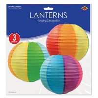 Beistle 3-Pack Rainbow Paper Lanterns, 9-1/2-Inch (54577-Rb)