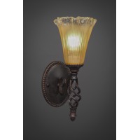 Elegante Wall Sconce Shown In Dark Granite Finish With 5.5 Amber Crystal Glass