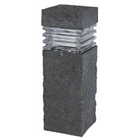 Sterno Home Gl33749St Paradise Low Voltage Led Polyresin Bollard With Textured Stone, Path Light, 3-Watt,Black, 1-Pack