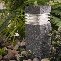 Sterno Home Gl33749St Paradise Low Voltage Led Polyresin Bollard With Textured Stone, Path Light, 3-Watt,Black, 1-Pack