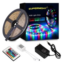 Supernight Led Strip Light, 2835 Smd Rgb Multi-Color Changing Lights, 16.4Ft 300 Leds Rope With Ir Remote Controller, 12V Power Supply For Bedroom, Tv-Back Lighting, Halloween, Christmas