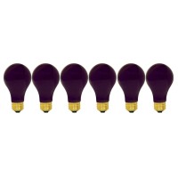 Ge Lighting A19 Black Light Incandescent Light Bulb, 60-Watt Replacement, Medium Base, 6-Pack