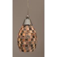 Cord Mini Pendant Shown In Chrome Finish With 5 Sea Haze Seashell Glass