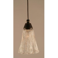 Cord Mini Pendant Shown In Dark Granite Finish With 5.5 Italian Ice Glass