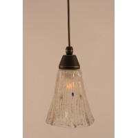 Cord Mini Pendant Shown In Dark Granite Finish With 5.5 Frosted Crystal Glass