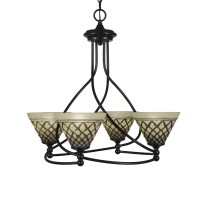 Capri 4 Light Chandelier Shown In Dark Granite Finish With 7