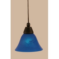 Cord Mini Pendant Shown In Dark Granite Finish With 7 Blue Italian Glass