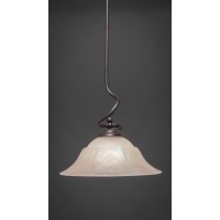 Capri Stem Pendant With Hang Straight Swivel Shown In Dark Granite Finish With 16 Amber Marble Glass