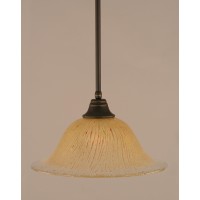 Stem Pendant With Hang Straight Swivel Shown In Dark Granite Finish With 17 Amber Crystal Glass