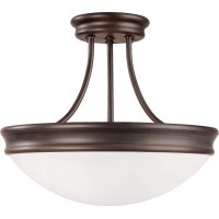 Capital Lighting 2037Or Hansen White Glass Semi Flush Ceiling Light Fixture, 3-Light 180 Total Watts, 12