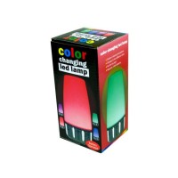 Add a funky unique atmosphere to any room with this fun Color Changing Lamp Light slowly changes color from pink red yellow green and blue Great for teenagers and dorm rooms Uses 3 AAA batteries not included Measures approximately 6 12 tall Comes packaged