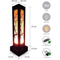 Thai Wood Lamp Handmade Oriental Japanese Red Sakura Cherry Blossom Tree Branch Bedside Table Lights Or Floor Home Decor Bedroom Modern (Sakura Hight Ab6)