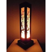 Thai Wood Lamp Handmade Oriental Japanese Red Sakura Cherry Blossom Tree Branch Bedside Table Lights Or Floor Home Decor Bedroom Modern (Sakura Hight Ab6)