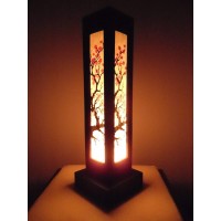 Thai Wood Lamp Handmade Oriental Japanese Red Sakura Cherry Blossom Tree Branch Bedside Table Lights Or Floor Home Decor Bedroom Modern (Sakura Hight Ab6)