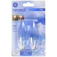 Ge Lighting 48700 25 Watt Reveal Decorative Blunt Candelabra Bulbs 2 Count