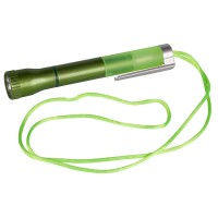 This flashlight has a pen on one end which lights up with the flick of a switch so you can write in the dark The other end is a powerful LED flashlight The pocket clip and lanyard make this LED flashlight pen easy to carry Available in assorted colors The