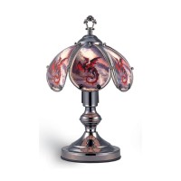 Ok Lighting Ok603Cus12 1425Inch Touch Lamp With Red Dragon Theme Black Chrome