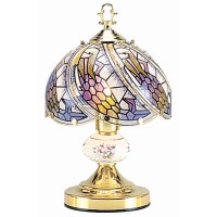 Ok Lighting Ok-606-4G Touch Lamp With Tiffany Glass Floral Theme, 10