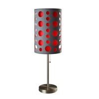 Ore International Inc Ore International 9300Tgyrd Modern Retro Table Lamp 33Inch Greyred