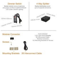 Lightkiwi Dimmable Led Under Cabinet Lighting 4 Panel Kit, 6 Inches Each, Warm White (3000K), 7.2 Watt, 24Vdc, Dimmer Switch & All Accessories Included, Low Profile, Sturdy Aluminum Body, Ul Listed