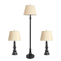 Elegant Designs Lc1002Rbz Traditional Style Restoration Bronze Three 3 Pack Lamp Set 2 Table Lamps 1 Floor Lamp