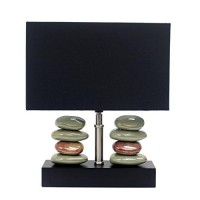 Elegant Designs Lt1036-Blk Rectangular Dual Stacked Stone Ceramic Table Lamp, Black