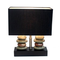 Elegant Designs Lt1036-Blk Rectangular Dual Stacked Stone Ceramic Table Lamp, Black