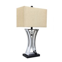 Elegant Designs Lt2001Chr Conference Room Hourglass Shape Pendulum Table Lamp With Black Base Brushed Chrome Finish