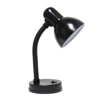 Simple Designs Ld1003-Blk Basic Metal Flexible Hose Neck Desk Lamp, Black