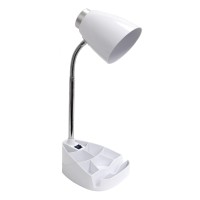 Limelights Ld1002-Wht Gooseneck Organizer Ipad Stand Or Book Holder Desk Lamp, White, 6.5 X 6.5 X 18.5