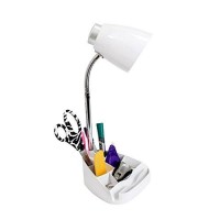 Limelights Ld1002-Wht Gooseneck Organizer Ipad Stand Or Book Holder Desk Lamp, White, 6.5 X 6.5 X 18.5