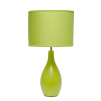 Simple Designs Lt2002Grn Oval Bowling Pin Base Ceramic Table Desk Lamp With Matching Fabric Shade Green