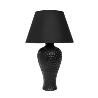 Simple Designs Lt2004Blk Textured Stucco Curvy Ceramic Table Desk Lamp With Matching Fabric Shade Black